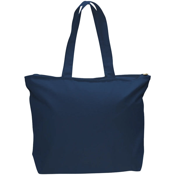 12 Oz. Cotton Canvas Jumbo Zipper Tote Bag