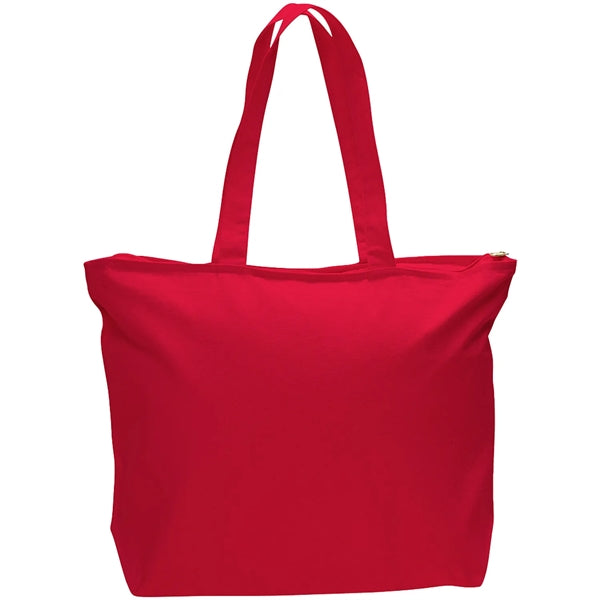 12 Oz. Cotton Canvas Jumbo Zipper Tote Bag