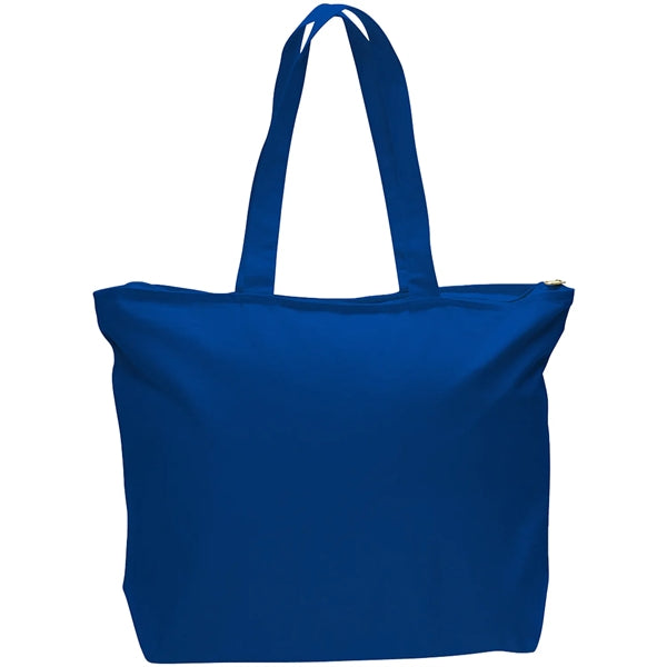 12 Oz. Cotton Canvas Jumbo Zipper Tote Bag