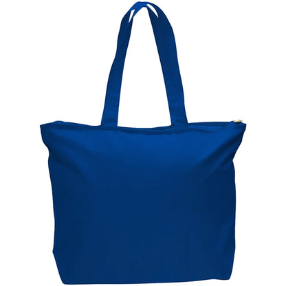 12 Oz. Cotton Canvas Jumbo Zipper Tote Bag