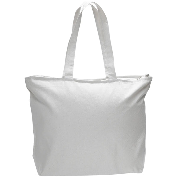 12 Oz. Cotton Canvas Jumbo Zipper Tote Bag