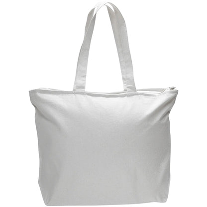 12 Oz. Cotton Canvas Jumbo Zipper Tote Bag