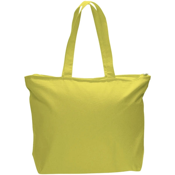 12 Oz. Cotton Canvas Jumbo Zipper Tote Bag