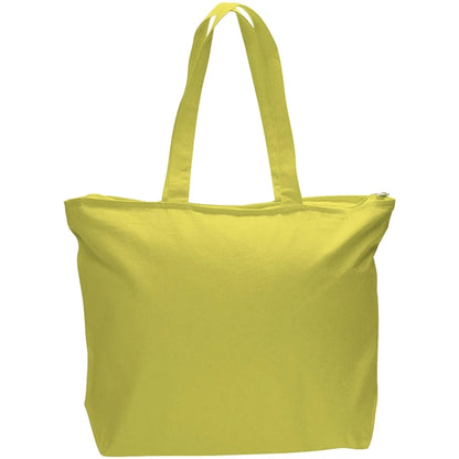 12 Oz. Cotton Canvas Jumbo Zipper Tote Bag