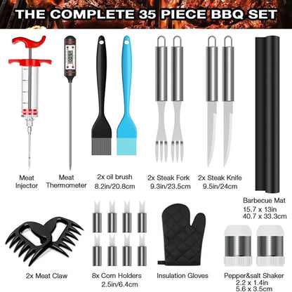 35PCS Grill Accessories BBQ Tools Set Stainless Steel Kit