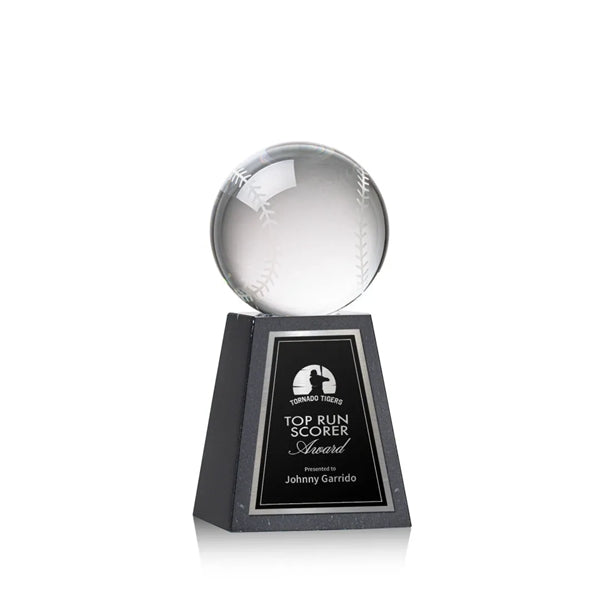 Baseball Award on Tall Marble Base