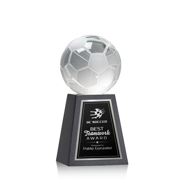 Soccer Ball Award on Tall Marble Base
