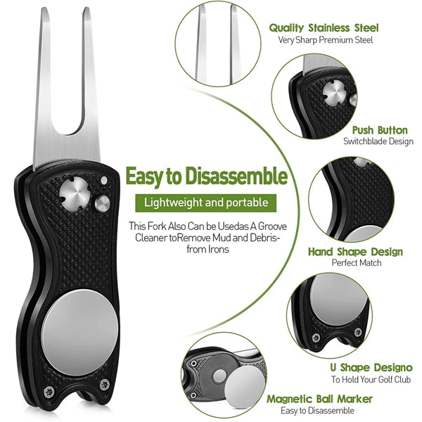 Stainless Steel Foldable Golf Divot Repair Tool
