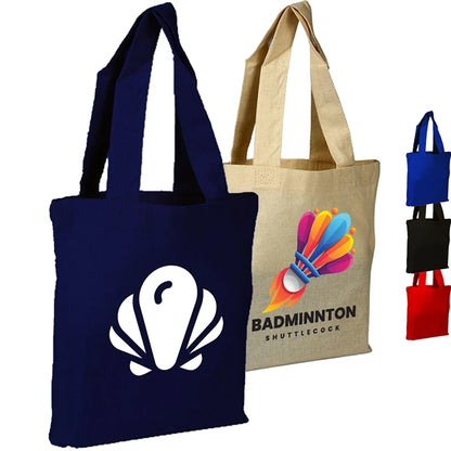 100% Cotton Canvas Sheeting Tote Bag W/ Mini Gusset