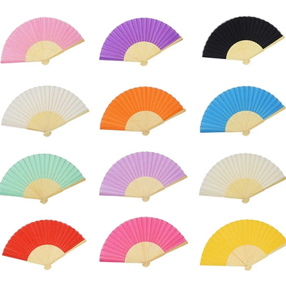 Custom 9 inches Bamboo Paper Folding Hand Held Fan