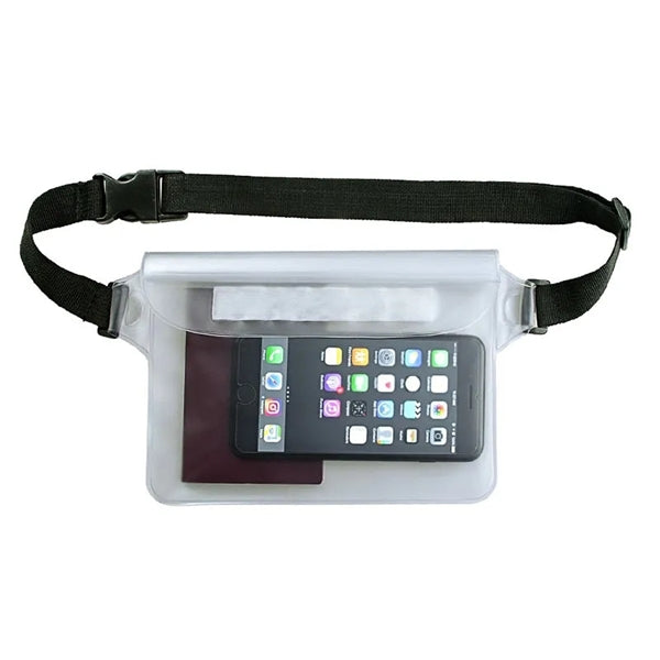 Hands- Free Waterproof Pouch with Adjustable Waist Strap.
