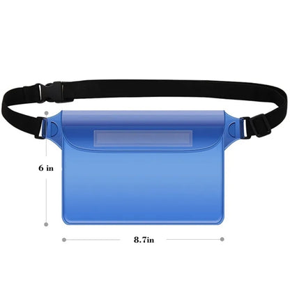 Hands- Free Waterproof Pouch with Adjustable Waist Strap.