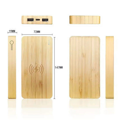 8000mah Bamboo Solar Power Bank Wireless Charger