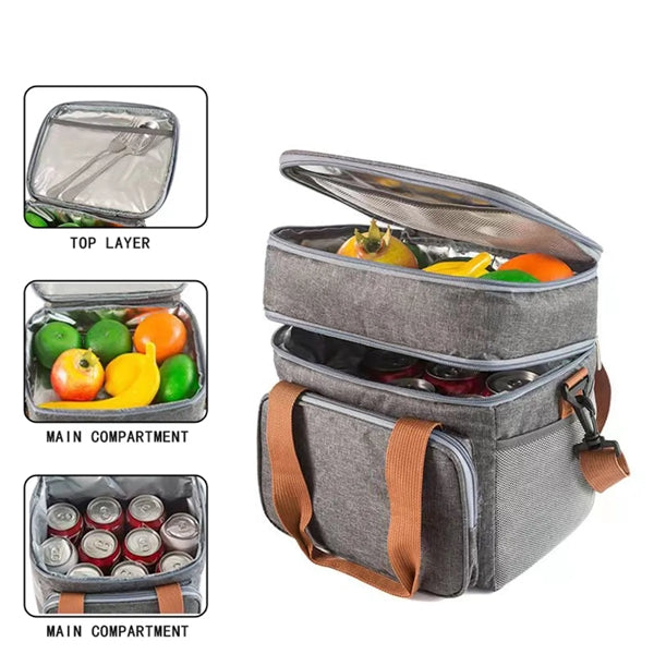 Double Deck Insulated Large Lunch Bag Cooler Box