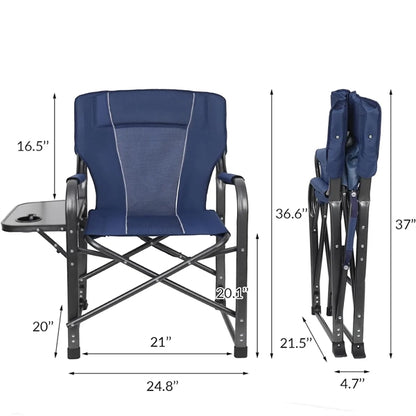 Portable Foldable Directors Chair with Side Table