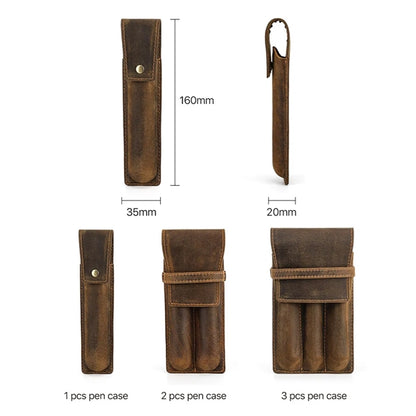Genuine Leather Pen Case with Alloy Snap Buttom