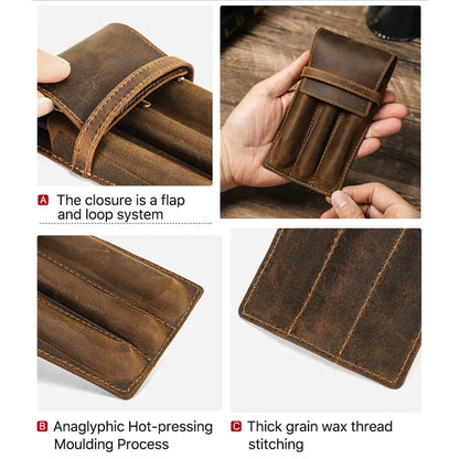 Genuine Leather Pen Case with Alloy Snap Buttom