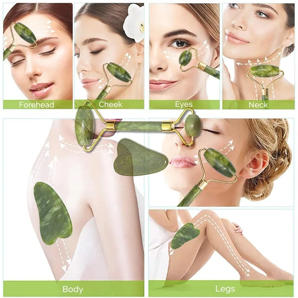 Face Roller and Gua Sha Set for Skin Care Routine