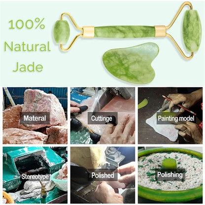 Face Roller and Gua Sha Set for Skin Care Routine