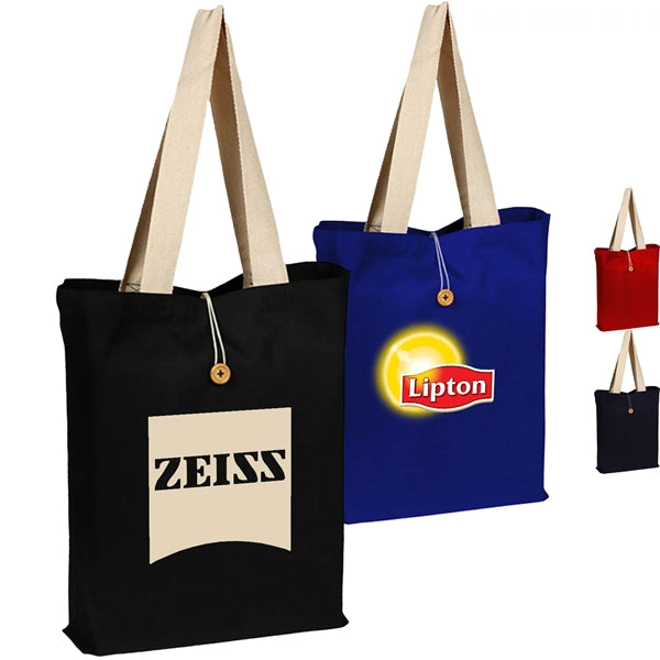 100% Cotton Canvas Colored Button-Up Tote
