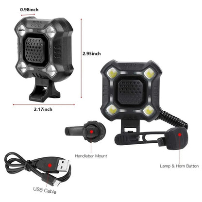 Super Bright Bike Front Light with High-Traffic Horn