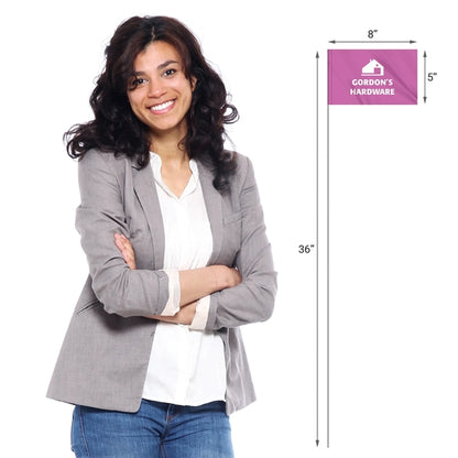1-Color 5 x 8" Custom Marking Flag with 36" Wire Staff