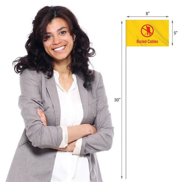 1-Color 5 x 8" Custom Marking Flag with 30" Wire Staff