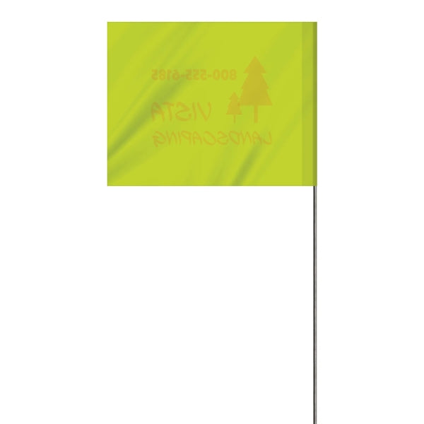1-Color 4 x 5" Custom Marking Flag with 30" Wire Staff