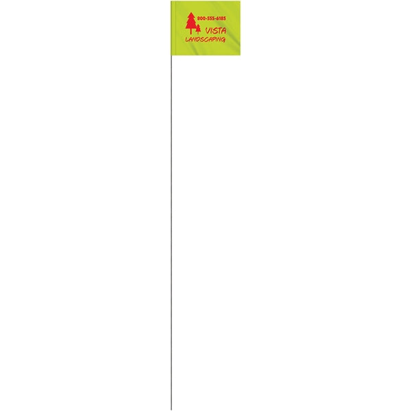 1-Color 4 x 5" Custom Marking Flag with 30" Wire Staff