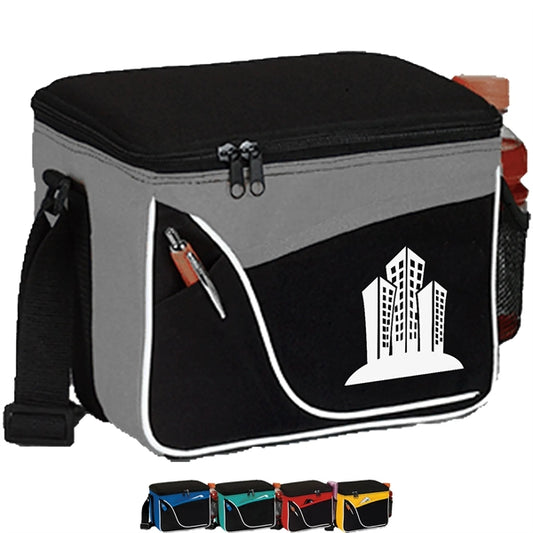 600D Insulated 6 Pack Cooler Bag w/ Front Pocket 9"x 7"x 6"