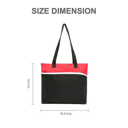 600D Polyester Shopping Zipper Tote Bag w/ Strap & Pen Loop
