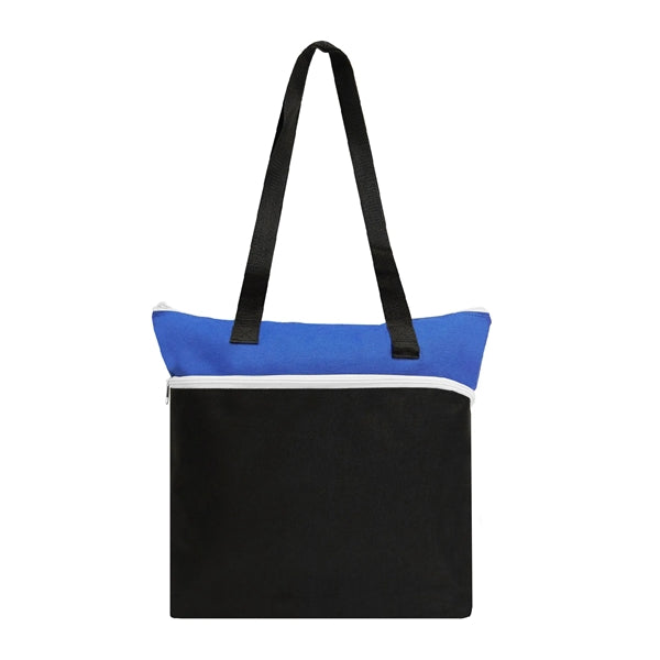 600D Polyester Shopping Zipper Tote Bag w/ Strap & Pen Loop