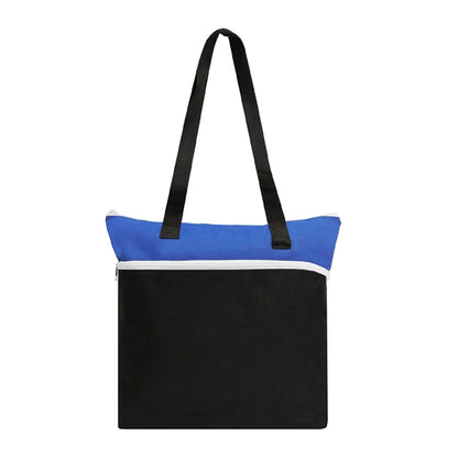 600D Polyester Shopping Zipper Tote Bag w/ Strap & Pen Loop