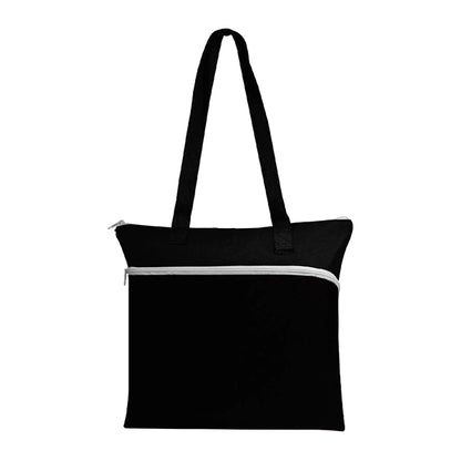600D Polyester Shopping Zipper Tote Bag w/ Strap & Pen Loop