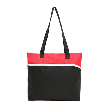 600D Polyester Shopping Zipper Tote Bag w/ Strap & Pen Loop