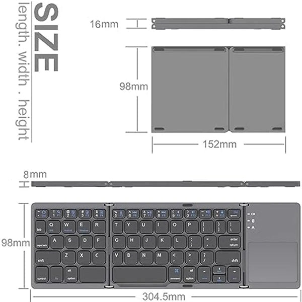 Foldable Bluetooth Keyboard with Touchpad
