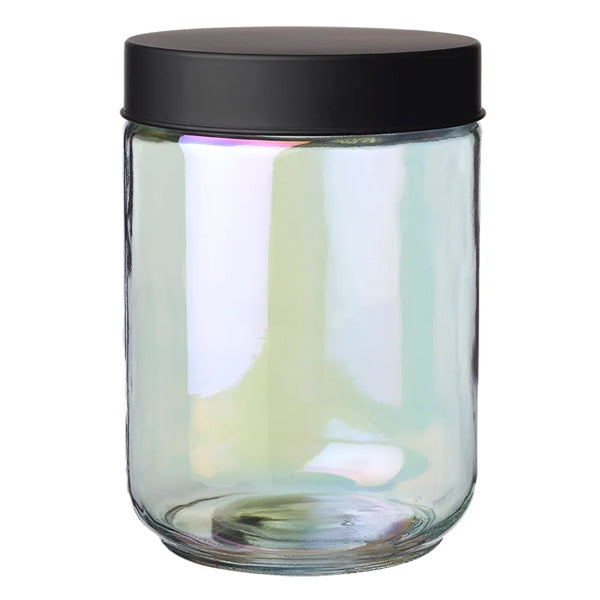 Luminous 33 oz Iridescent Glass Storage Jar