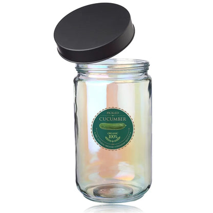 Luminous 50 oz Iridescent Glass Storage Jars