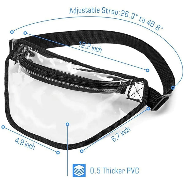 Transparent PVC Waist Bag, Fanny Pack, Hand free