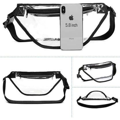 Transparent PVC Waist Bag, Fanny Pack, Hand free