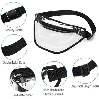 Transparent PVC Waist Bag, Fanny Pack, Hand free