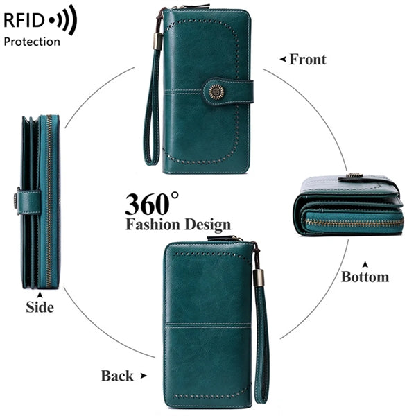 Women's Wallet Leather Trifold Card Holder