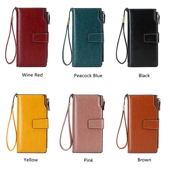 Women's RFID Blocking Leather Clutch Wallet
