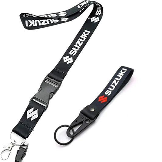 Motorcycle Lanyard Neck And Strap Keychain Key Ring Set