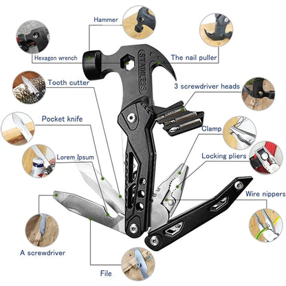 14 in 1 All One Multitool Hammer Folding Survival Tool