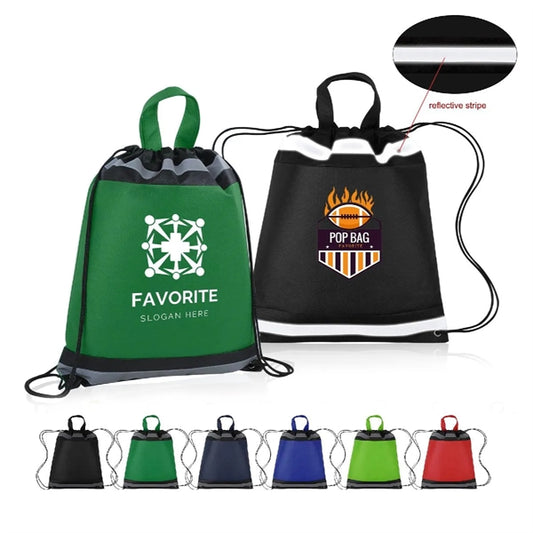 REFLECTIVE NON-WOVEN DRAWSTRING BACKPACK