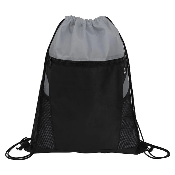 ZIPPERED DRAWSTRING BACKPACK WITH MESH POCKETS