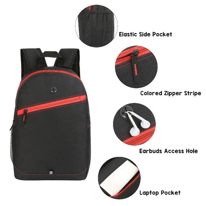 SIMPLE SCHOOL BACKPACK W/ COLOR ZIPPER STRIPE