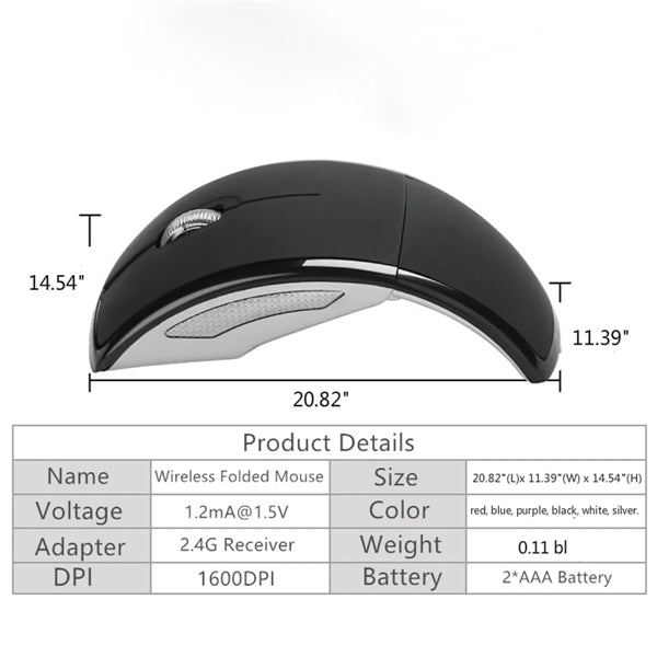 Portable Folding Bluetooth Optical Mouse with USB Receiver