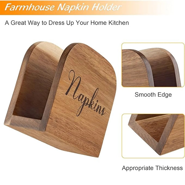 Acacia Wooden Napkin Holders Kitchen Dining Room Table